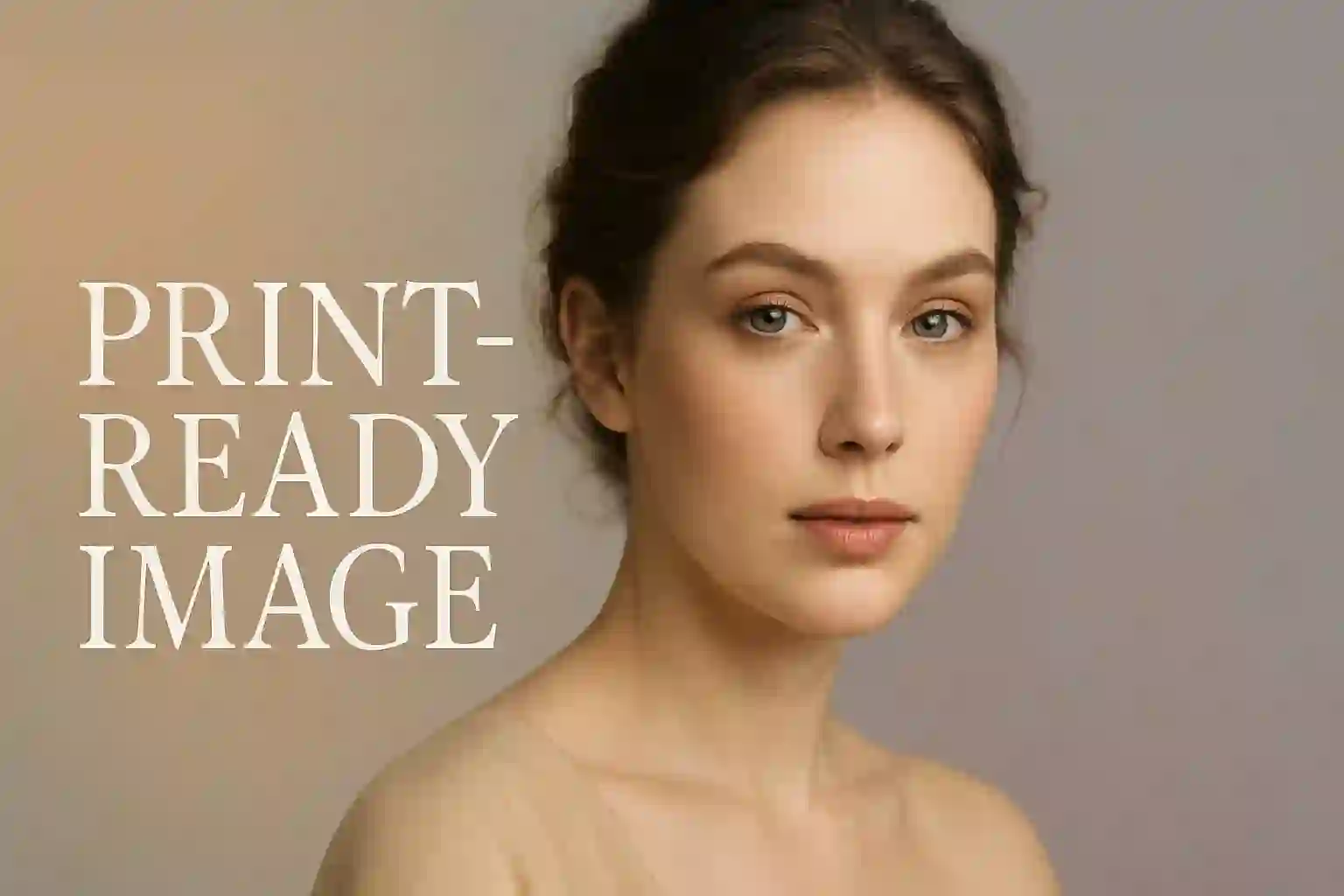 High-resolution print-ready image showcasing detailed retouching with CMYK color profile and soft gradients.
